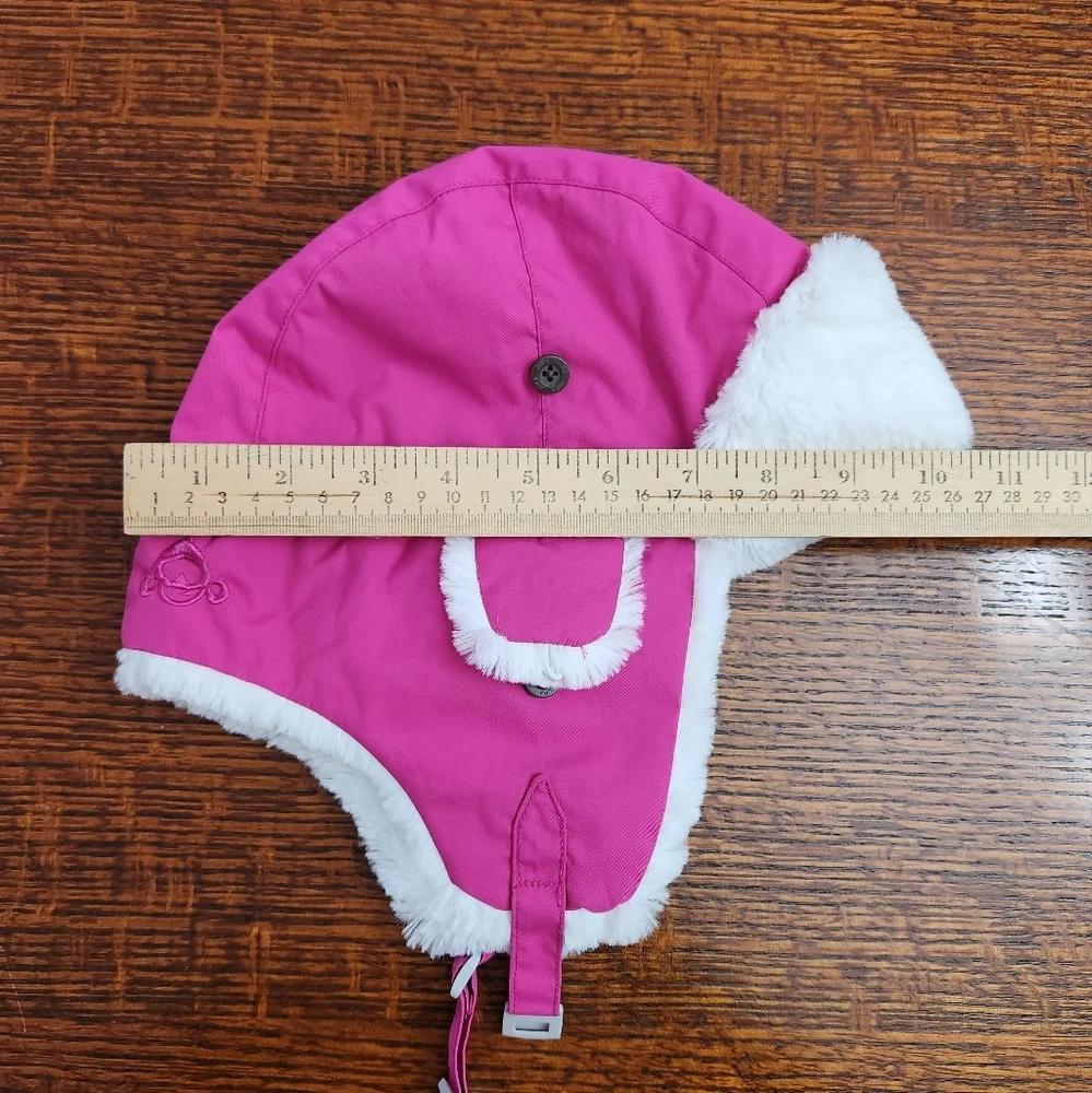 3/$25 Trapper Girl Winter Hat Medium Size Pink Quilted Ear Flaps White Sherpa